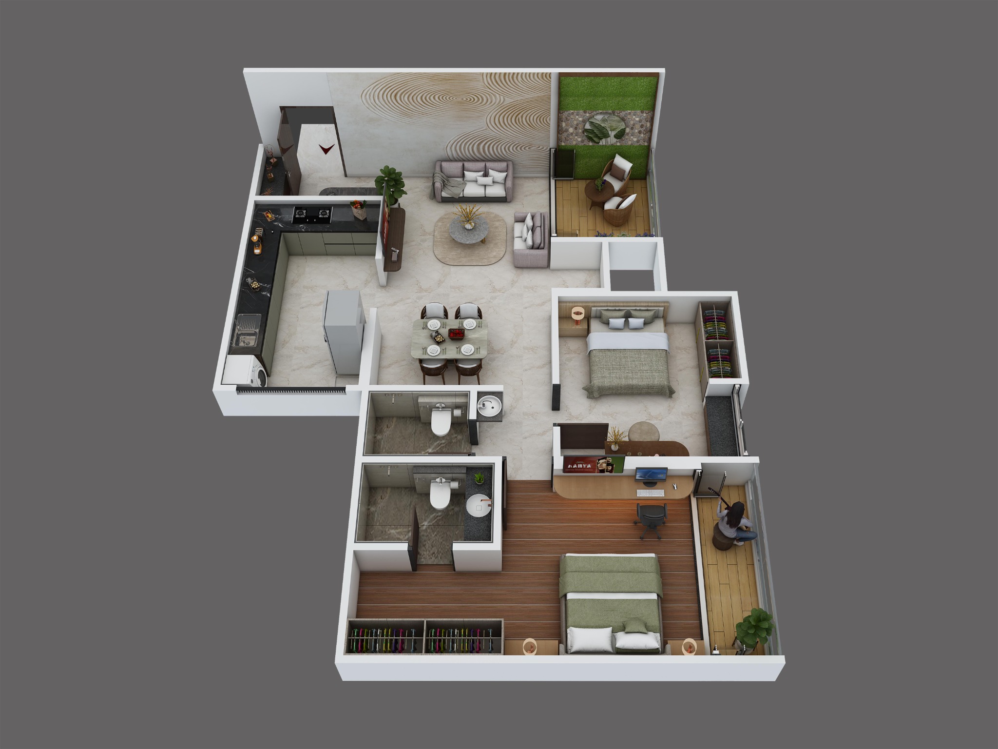 Blurred 2 BHK floor plan preview